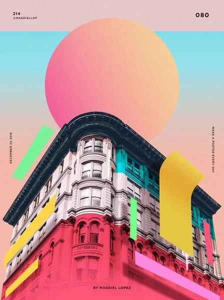 Poster Design Everyday #design #graphicdesign #art | Modern colorful poster design, Retro futurist cityscape designs, Bu