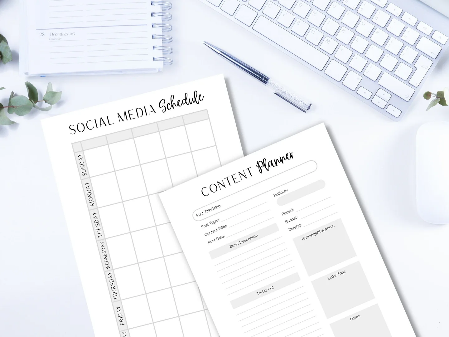 Content und Social Media Planner - Content Plan - Content Kalender - Social Media Planner - Printable Planner - PDF - Gr