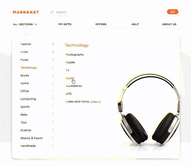 Drop Down Menu UX: Mega Menu Design | Dropdown menu design, Website dropdown menu, Web page navigation menu