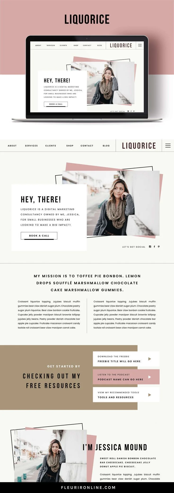 Website layout 384354149452107873 | Personal brand website template, Woman website design, Pink and gray website design