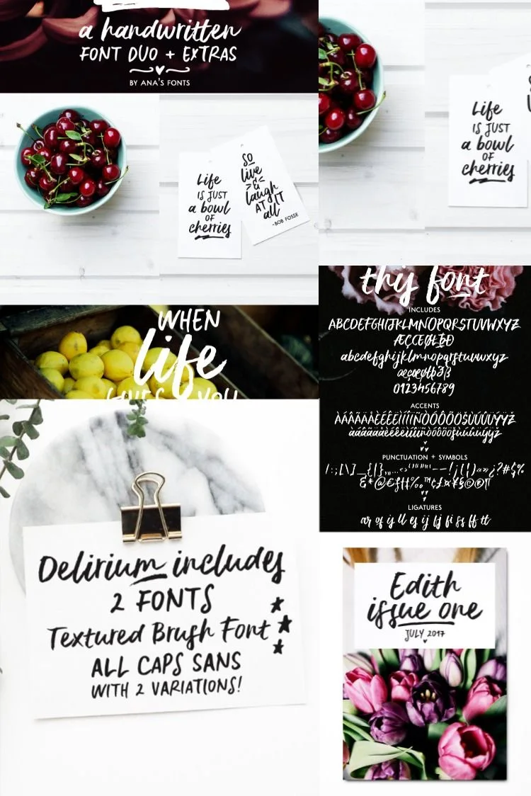 Delirium brush font duo | Delius font commercial use, Emily the brush font, Watercolor font duo