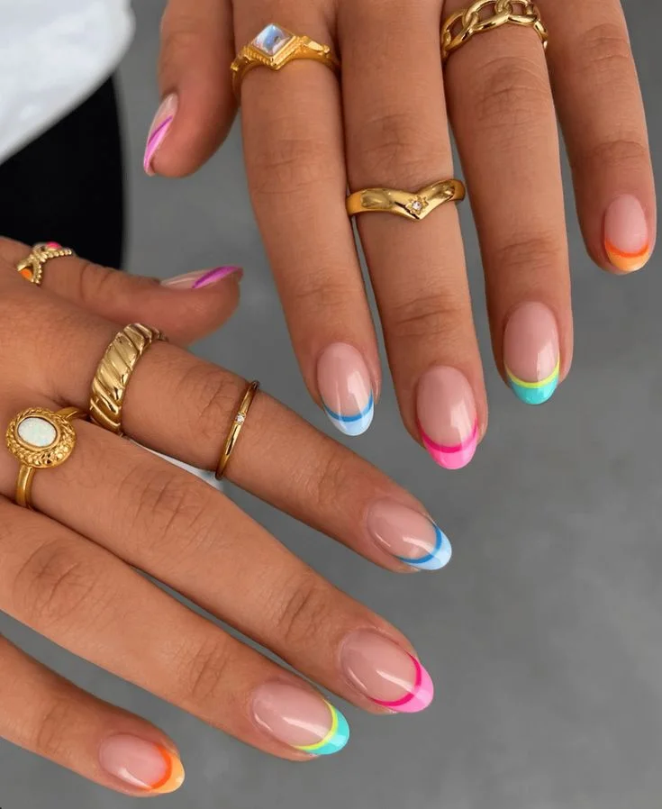 57 Spring Nail Ideas for 2026: Trends, Colors & Cute Designs to Try | Preppy nails summer french tip, Short almond color