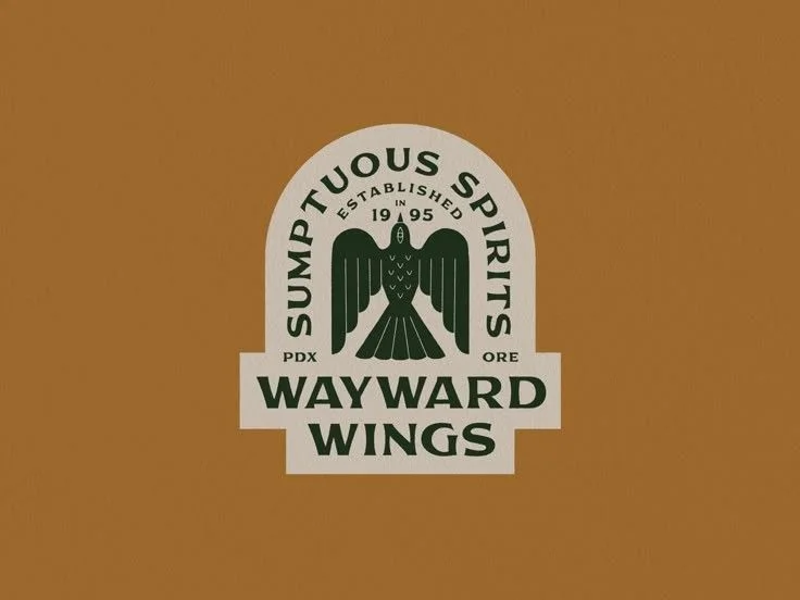 Wayward Wings Typography Design by Jason K Yun | Rustic eagle emblem design, Spirits logos, Wings logos
