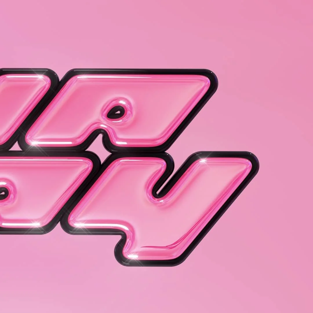 Y2K Font - Neon Pink Letters on Light Pink Background | Обои с животными, Типографский постер, Оп арт