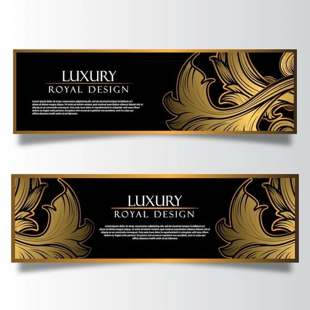 Luxury Banner Design Template | Elegant Gold Banner | Luxury banner design ideas, Luxury gold banner decoration, Banner