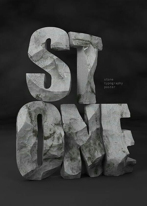 Stone Typography Poster | Typography styles, 3d typography, Experimental typography
