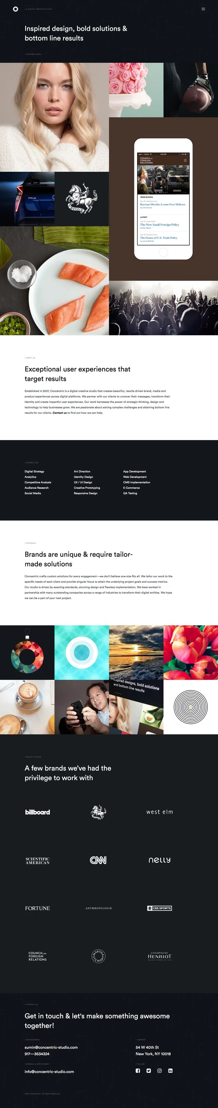Concentric Digital Creative Studio on Land-book | Circular web, Simple music website design, Modern music website design