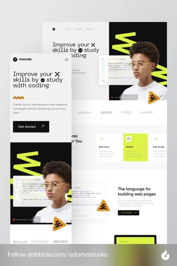 Macode Courses - Landing Page Exploration 💻 | Website about page, About us design, Website design layout
