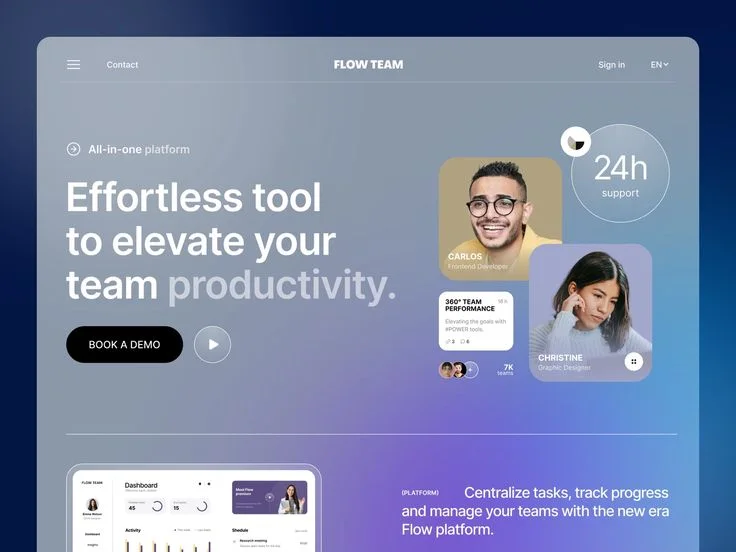 Flow Team Website | Futuristic financial dashboard design, Blue gradient dashboard design, Website design glassmorphism