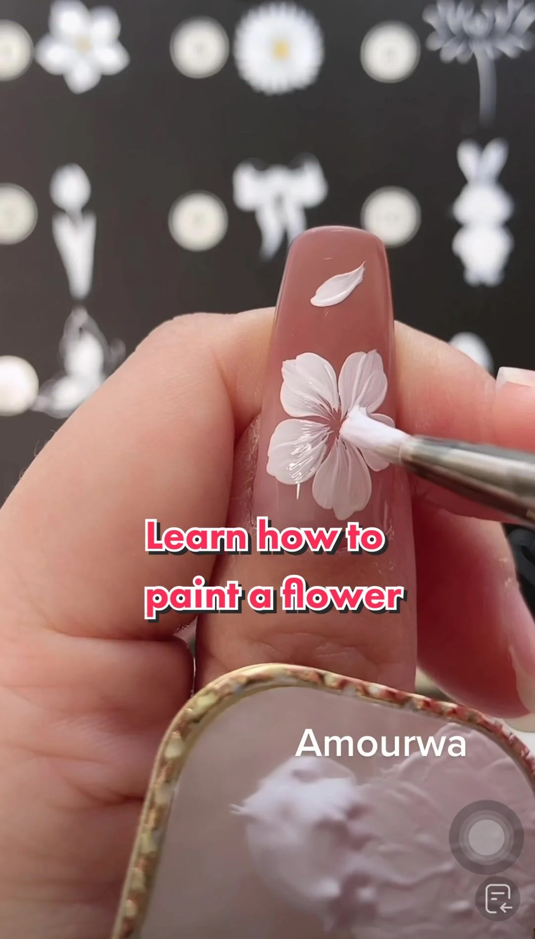 Floral Nail Art Tutorial: Learn How to Paint a Flower | Matte nails, Gorgeous nails, Nail art designs