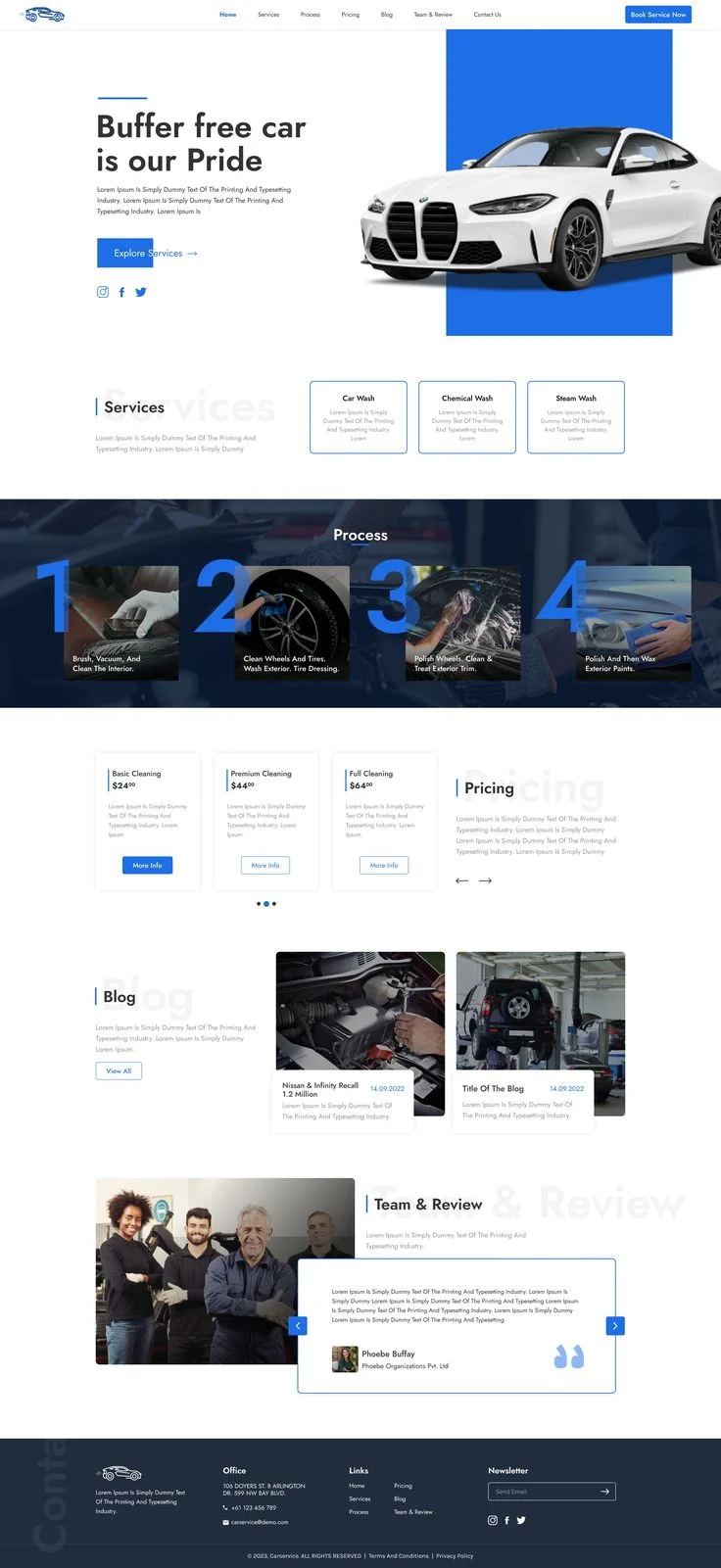Car Wash Service landing page design | Sports car landing page, Car wash landing page design, Car website ideas