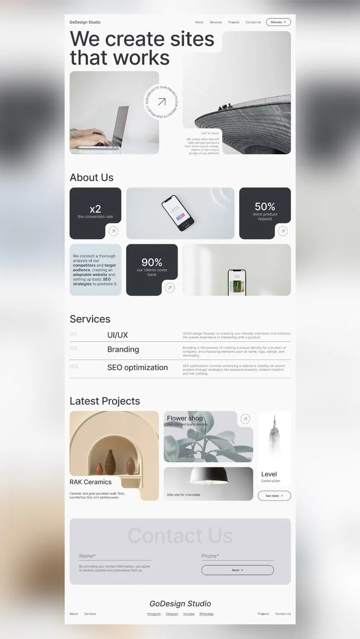 Landing page | inspiring | template | web studio site | website | Box website design, Graphic design website layout, Web