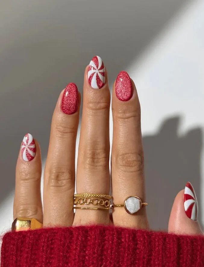 Winter Nails: Top Trends for 2026 - The Diy Hostess | Christmas nails red green peppermint, Simple christmas nails red a