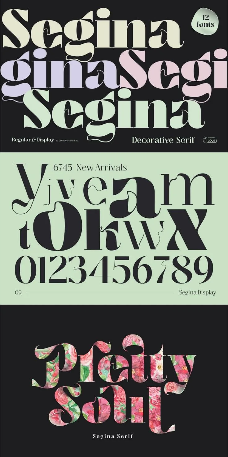 Display font Segina - Psychedelic Serif Family | Psychic font, Groovy typeface for design projects, Retro serif