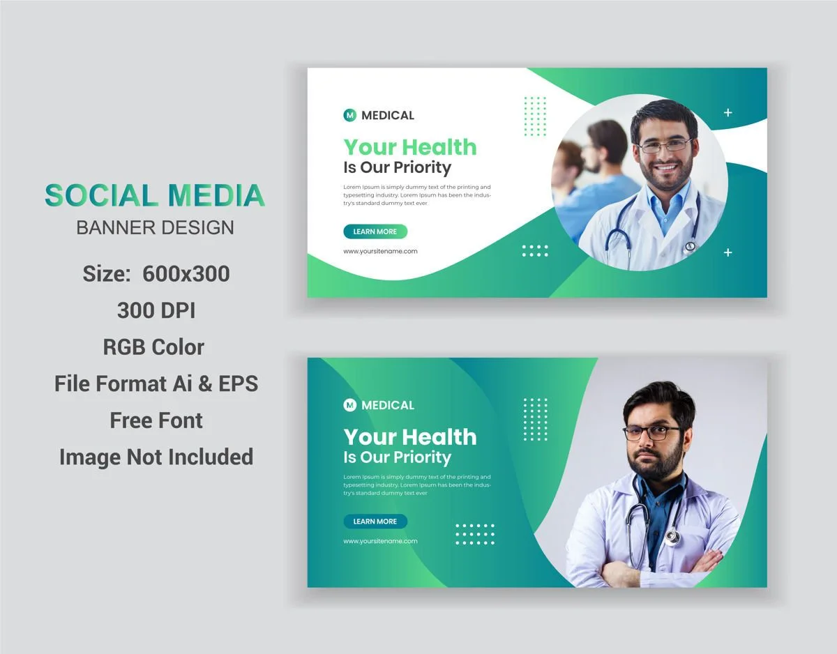 Medical Healthcare Web Banner Template Design Medical Social Media Post | Medical linkedin banner, Medical facebook cove